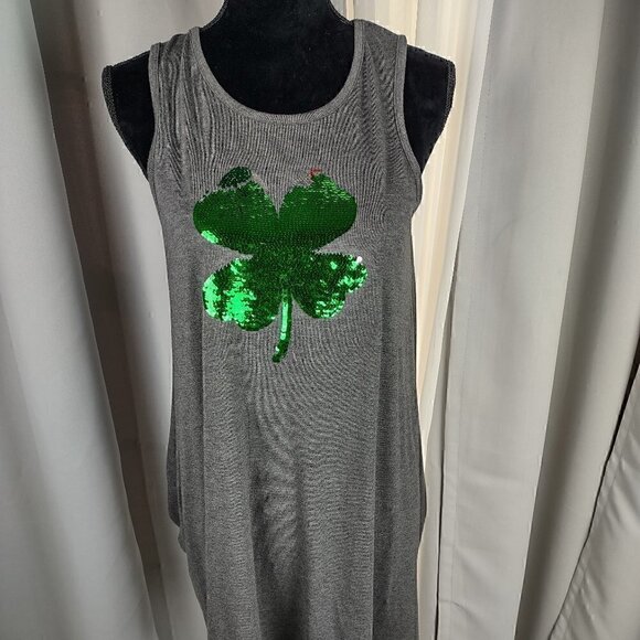 L.O.L. Vintage Clover Sequin Gray Tank Top Size XL - Picture 4 of 14